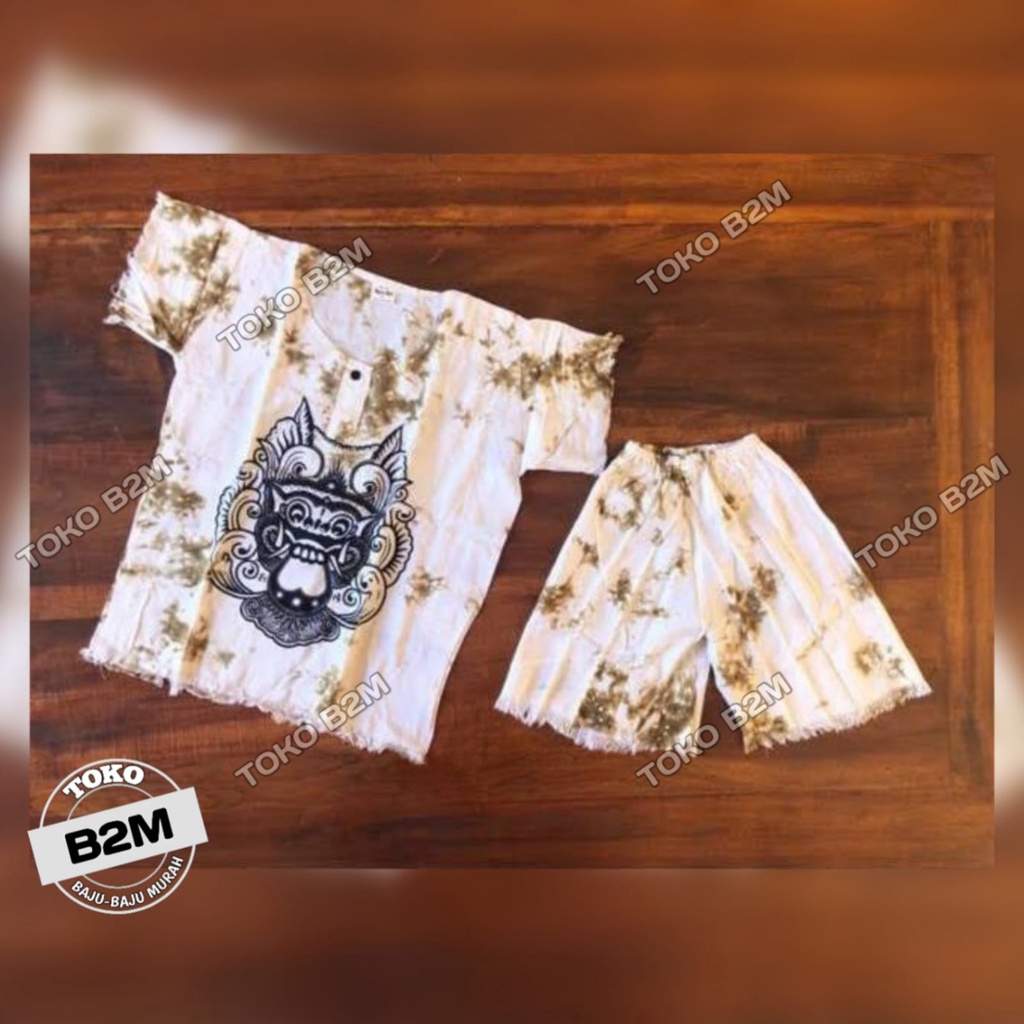 Baju Barong Anak Baju Bali Anak Setelan Baju Barong Putih Motif Mega