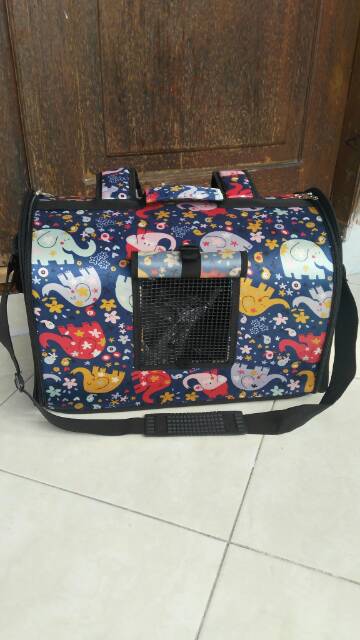 TAS KUCING JUMBO KOKOH MEMBENTUK RUANG BAHAN FIBER Model 3in1  belakang, Selempang Seperti Tas dan Jinjing