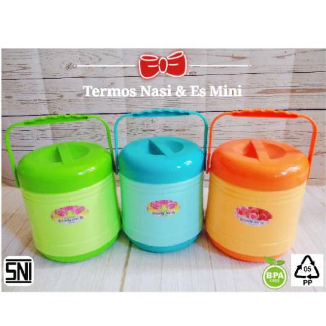 Jual Termos Nasi & Es 1L/ Rantang Tunggal Plastik / Rice Bucket Lucky