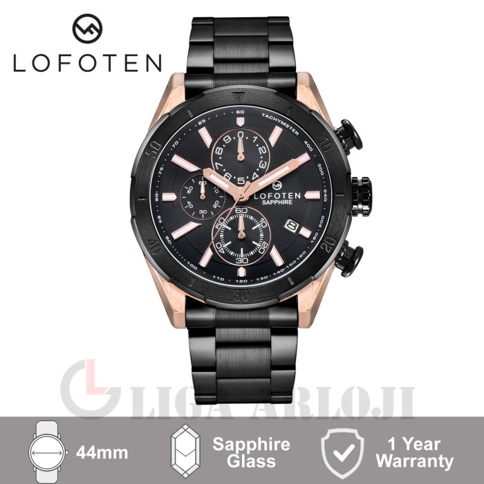 Promo Original LOFOTEN 6517 Jam Tangan Pria Analog Sapphire Chronograph Rose Gold