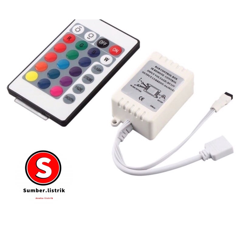 CONTROLLER REMOTE 24 TOMBOL UNTUK LED STRIP RGB 4 PIN SMD 2835 3528 5050 CONTROL BOX REMOTE 24K