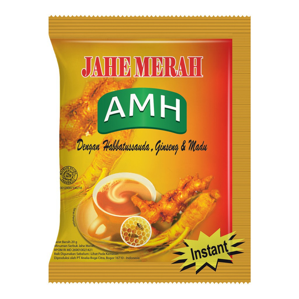 

Jahe Merah 1 Renceng isi 10 sachet | Amanah AMH Super Instan Plus Habbatussauda, ginseng dan madu | Original