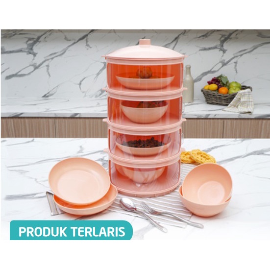 TUDUNG SAJI VIRAL TECHNOPLAST DISHES KEEPER 4 SUSUN