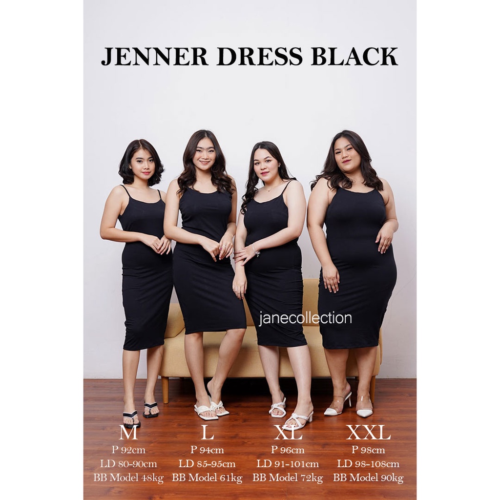 JANE COLLECTION || Long Dress Bodycon Hitam Inner Katun Spandex Ukuran Bigsize Jumbo M L XL XXL Pencil Span Basic Strap Sleeveless - Jenner Dress Putih