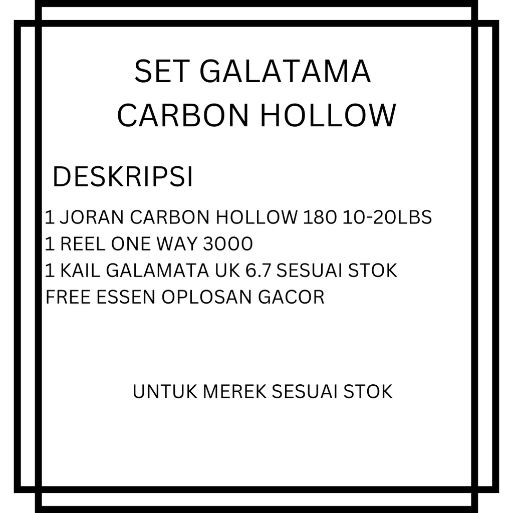 Set Pancing Lengkap GALATAMA MURAH JORAN CARBON 180CM SIAP PAKAI FREE ESSEN