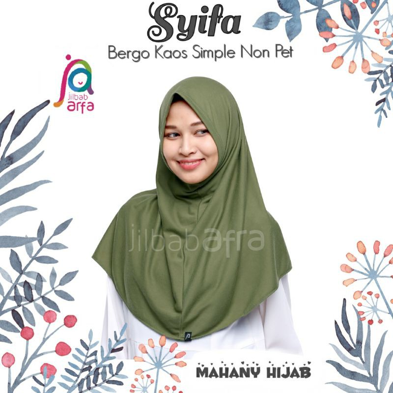 Syifa Bergo Syiria JilbabArfa non pet kaos warna hijau army