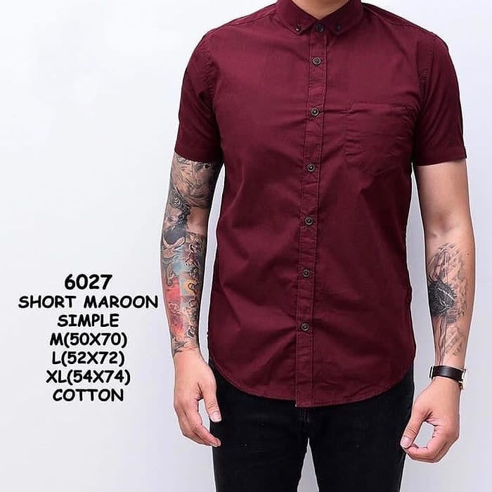 Kemeja Pendek Pria Warna Mocca/Coklat Premium Size M L XL XXL XXXL