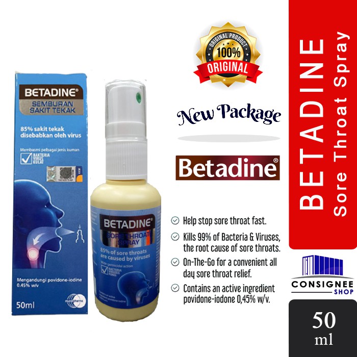 Betadine Sore Throat Spray 50ml Obat Tenggorokan Kemasan Baru Shopee Indonesia