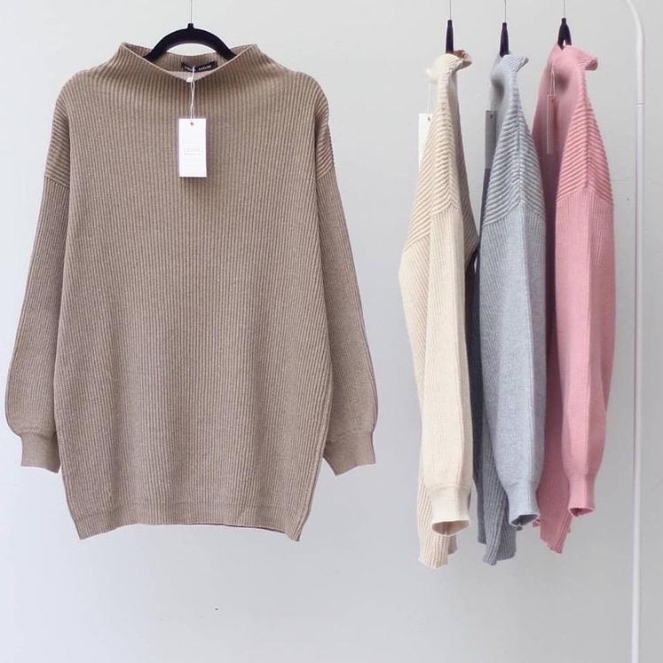 Paling Sesuai.. NIKITA TURTLENECK SWEATER OVERSIZE LONGSLEEVE BALONI PREMIUM - SWEATER SOFT KNIT BAS