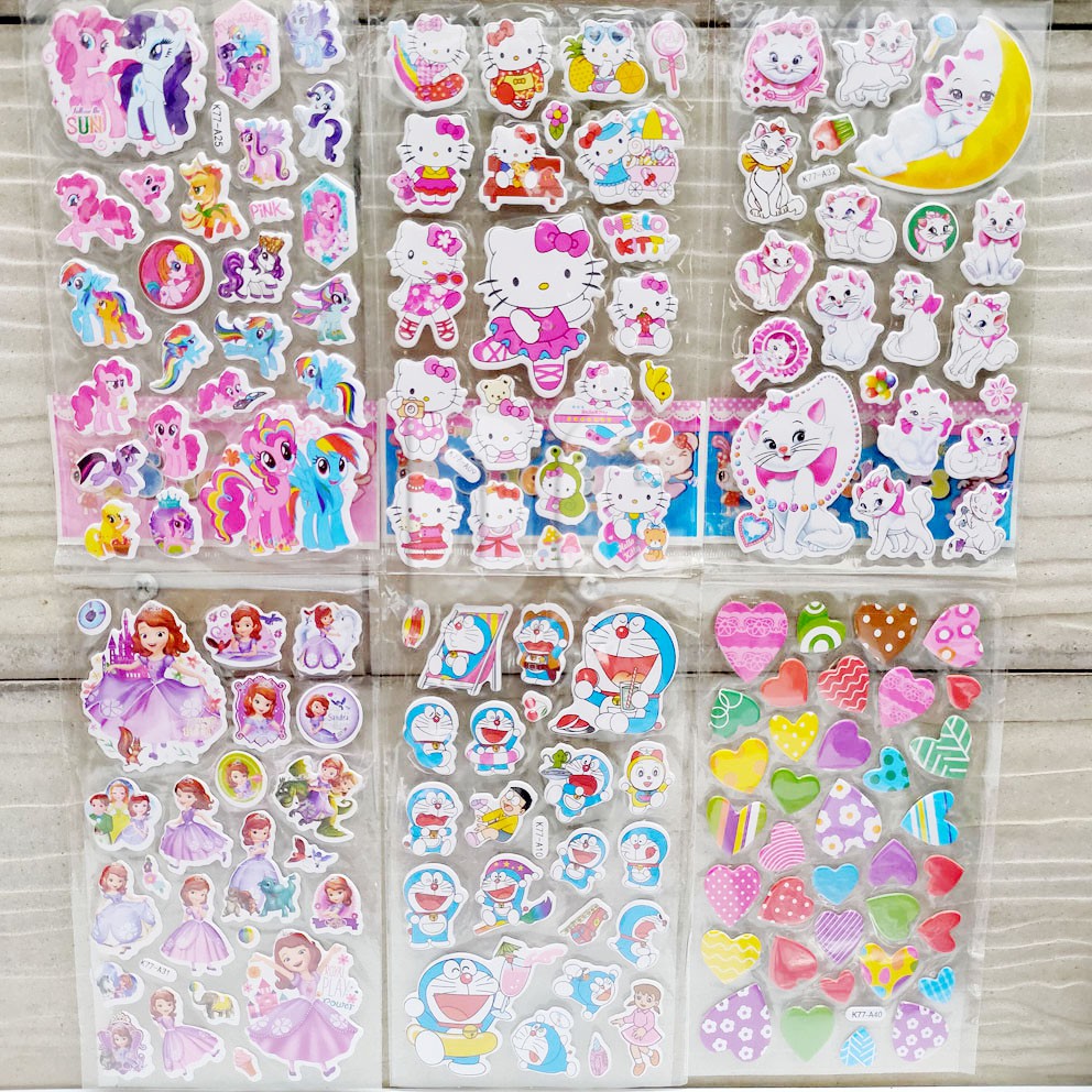 MURAH!!! STICKERS K77 K22 STICKER KARAKTER DORAEMON HK LOL SOFIA MICKEY STIKER TIMBUL