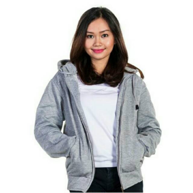 JAKET POLOS HOODIE ZIPPER ABU MISTY TERANG CEWEK COWOK 