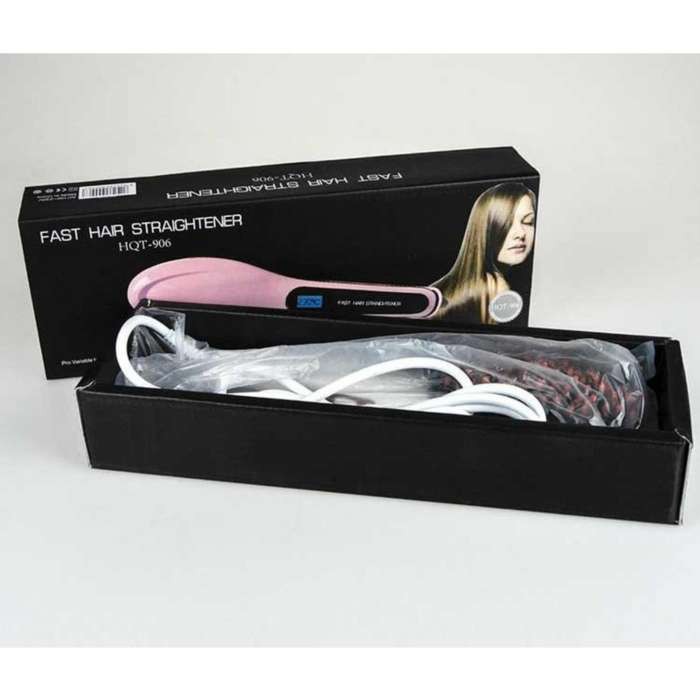 Catok Sisir Rambut HQT-906 Catokan Sisir Rambut LCD Pelurus Fast Hair Brush Straightener