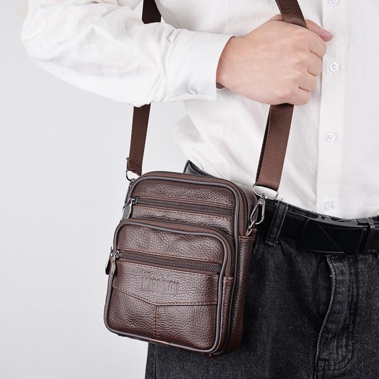Recomended.. TAS SELEMPANG PRIA BISA PINGGANG KULIT AZADO TA574B7 IMPORT PREMIUM BAG SLING COWOK MUR