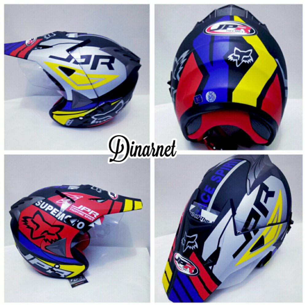 Jual Helm Semi Cross Double Visor Standar SNI Half Face Trabas Supermoto terlaris