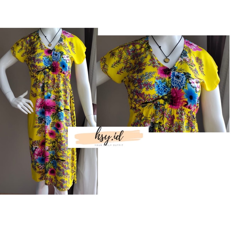 hsy.id-Daster manohara etnik kekinian/ Daster manohara rayon bali/Dress Bali-sakura yellow