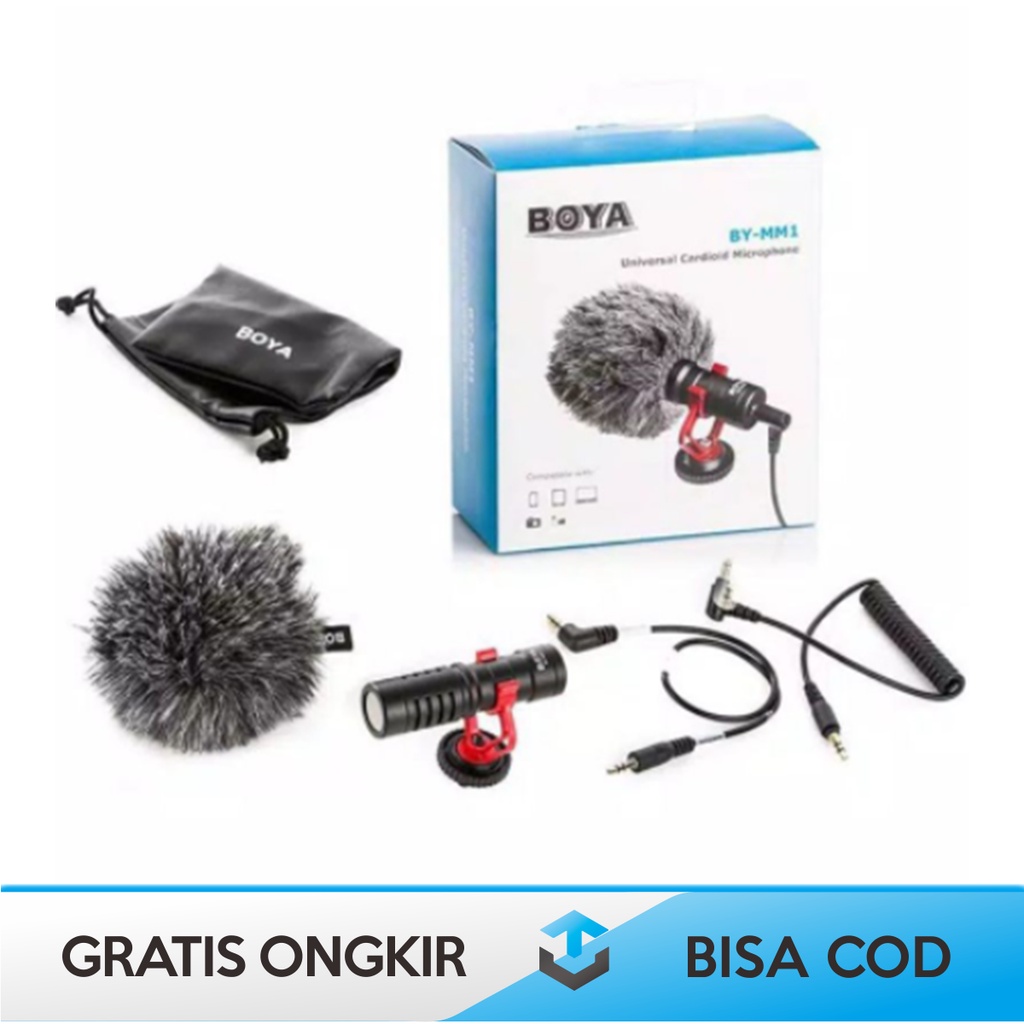 MICROPHONE VLOGGING BY BOYA SHOTGUN BY-MM1 MIC FOR DSLR SMARTPHONE ORI