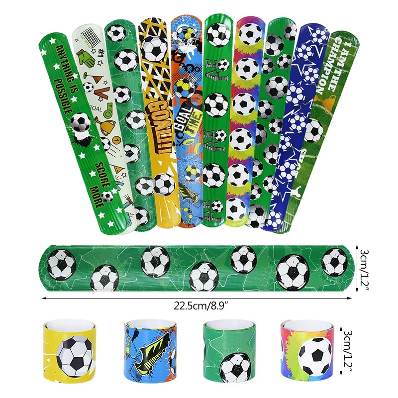 5pcs / Set Gelang Slap Band Motif Tema Piala Dunia / Sepak Bola Untuk Anak / Dekorasi Pesta Ulang Tahun