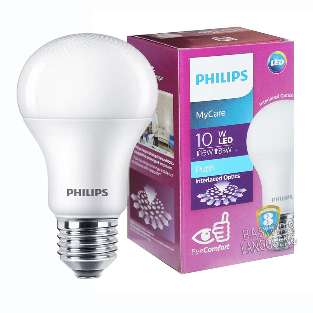  Lampu  LED  Philips  10 watt Bohlam 10w Philips  Putih 10 w 