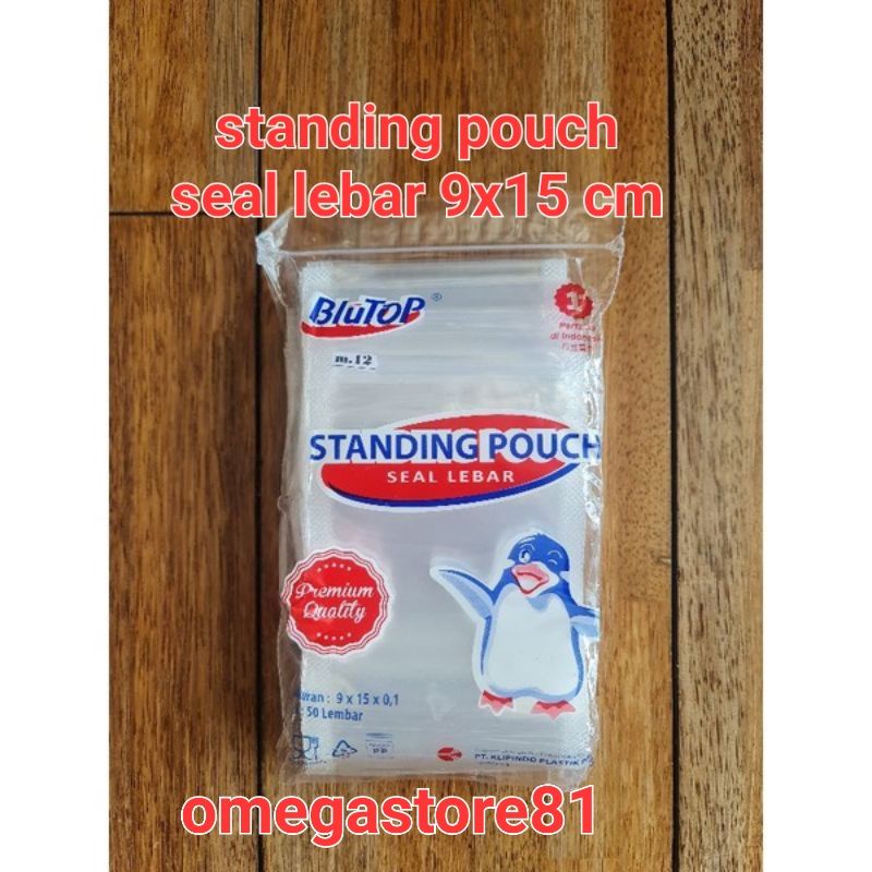 plastik standing pouch stp blutop seal lebar 9x15 cm bening tranparan