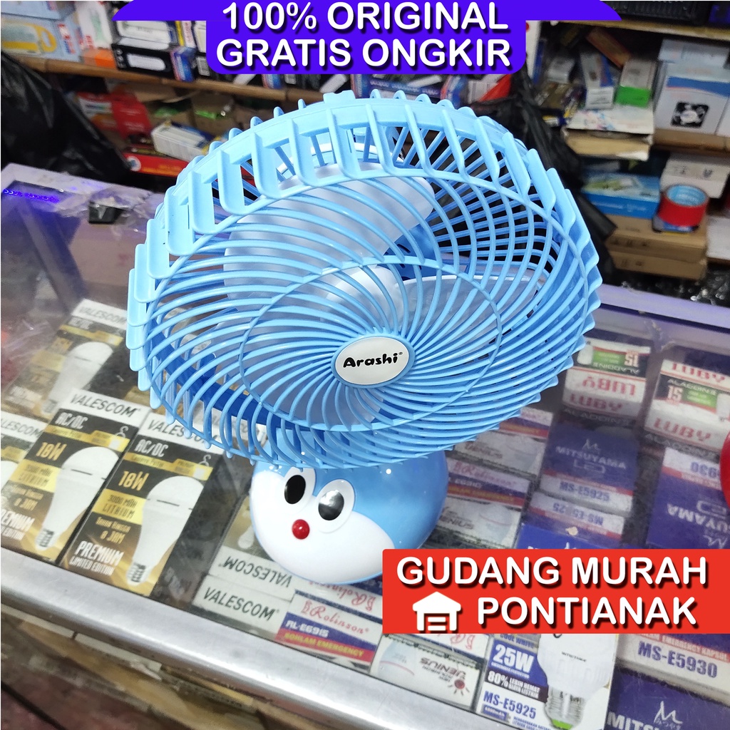 Kipas angin karakter Doraemon / Desk fan Doraemon biru Swing Bisa MENOLEH PROFAN / Arashi