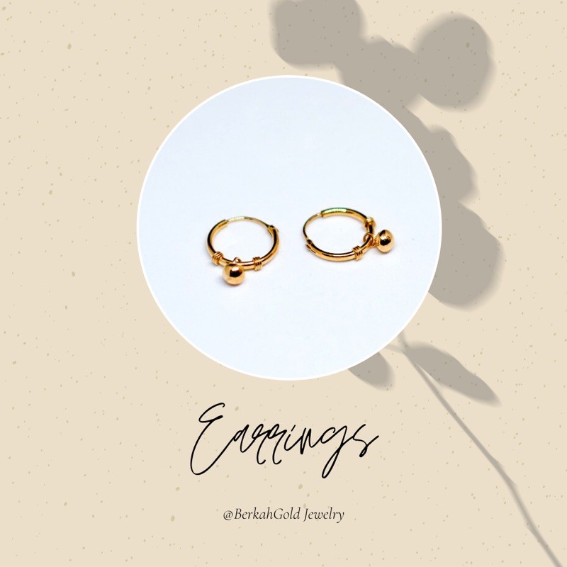 Anting Hoop Dewasa/Anak Model Ring Ball Emas