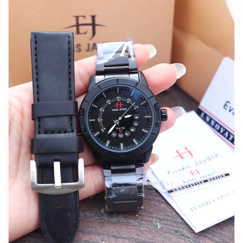 Jam Tangan Pria Keren Original Evans Jayden Bonus Tali Strap Tambahan EvansJayden