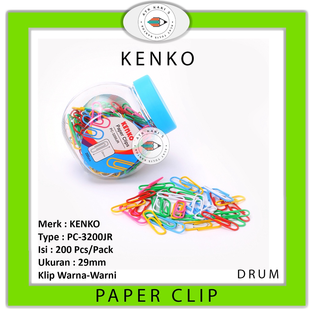 

KENKO - Paper Clip PC-3200JR - Warna Warni - DRUM