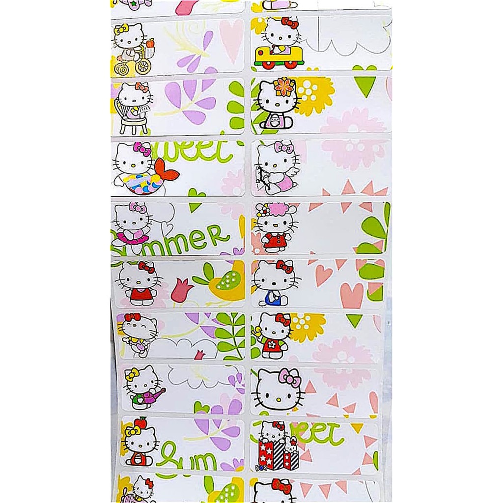 

label nama waterproof / stiker anti air Motif Hello Kitty Summer
