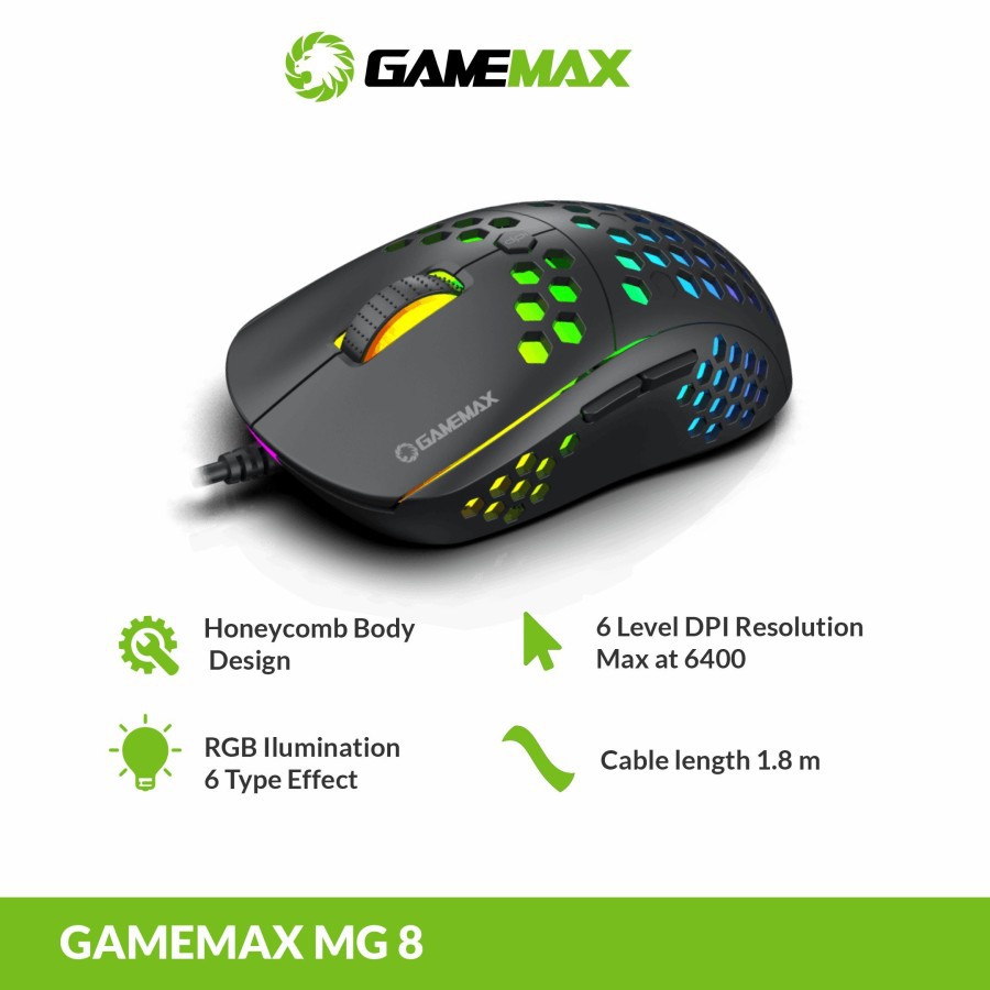 Gamemax MG8 Honeycomb Gaming Mouse RGB