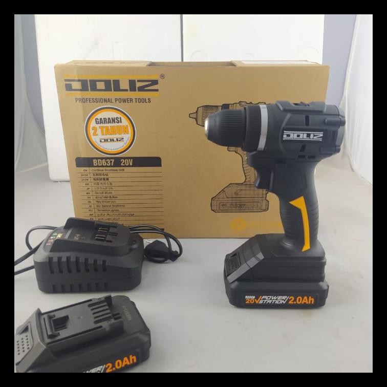 DOLIZ BD637 BRUSHLESS CORDLESS DRILL BOR BATERAI 20VOLT  BD 637
