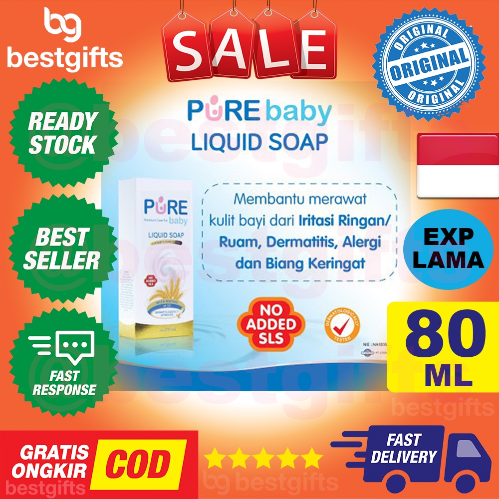 PURE BABY KIDS PUREBABY PUREKIDS LIQUID SOAP 80ML SABUN MANDI CAIR BAYI ANAK KULIT SENSITIF 80 ML