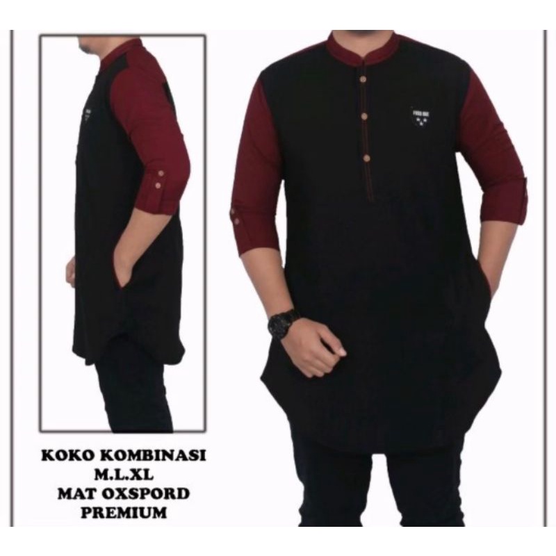 Bisa bayar di tempat / Koko pria lengan 3/4 / kurta pakistan premium dengan bahan oxford jahitan rapi tampil elegant sunnah muslim / kurta pria reglan benang timbul