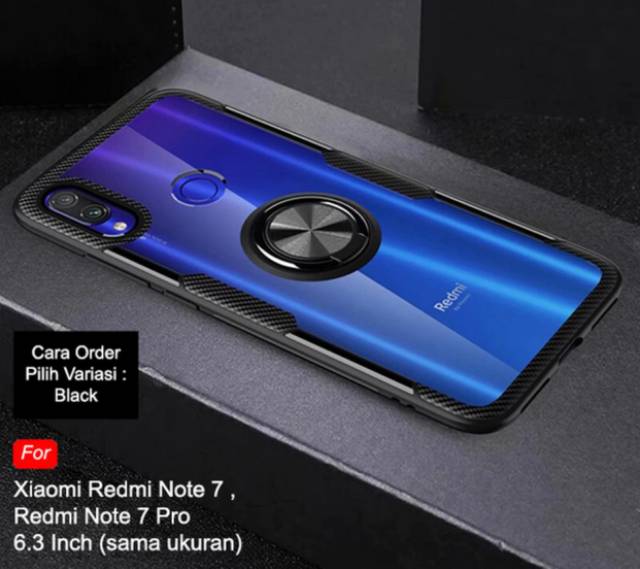 Case Redmi Note 7 - Fuze Carbon Stand Holder Ring Casing Xiaomi Redmi Note 7 SC