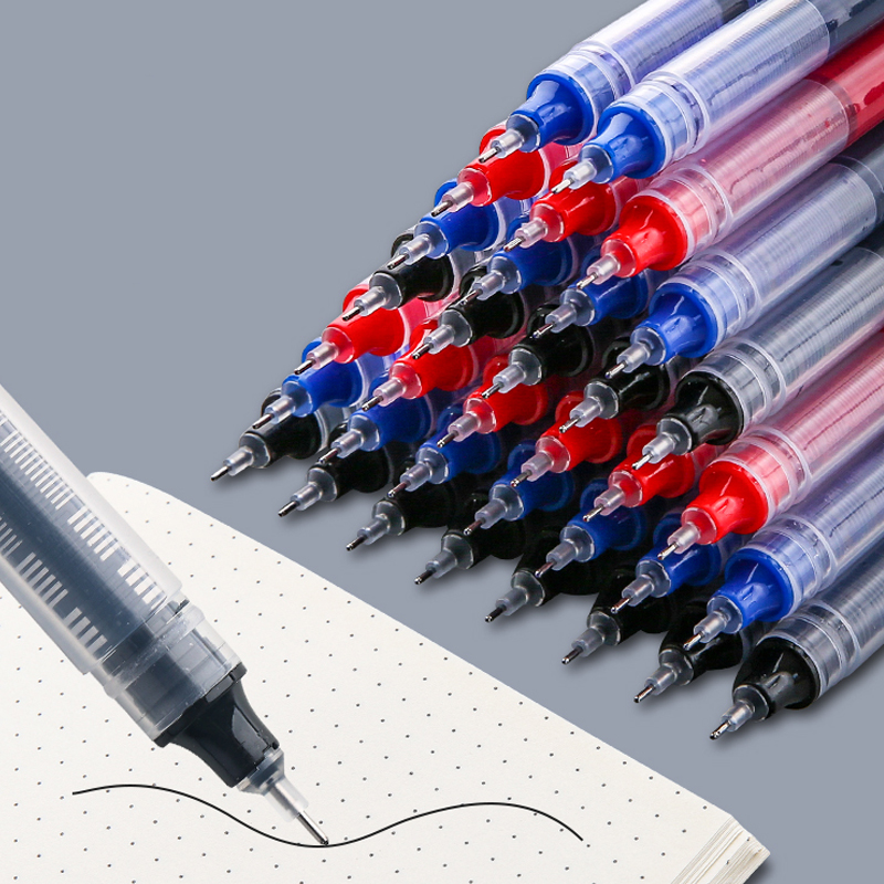 [Ready Stock] 0.5mm Black/Red/Blue Straight Liquid Quick-Drying Gel Pen Office Signature Pen