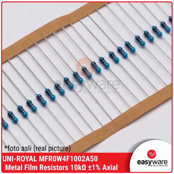 Resistor Taiwan 10K 1/4W 1% Metal Film Resistor Kaki Tebal 10K Ohm