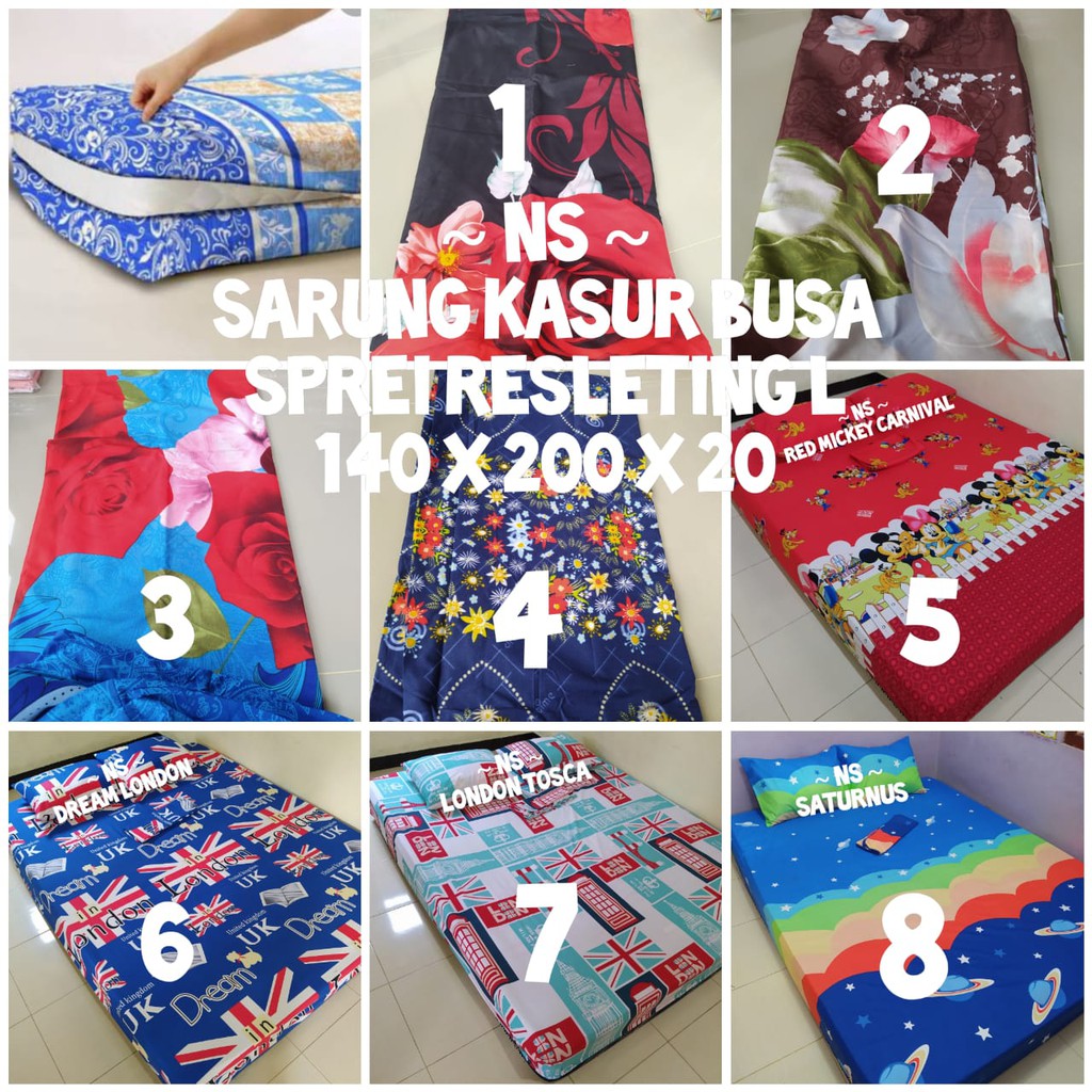 SARBUS sarung kasur busa ukur 140 seprei resleting L
