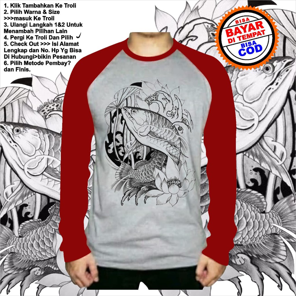 Kaos oblong lengan panjang IKAN ARWANA  Baju Lengan panjang Pria ATASAN COD RKNID