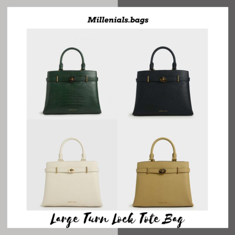 Cnk large turn lock tote bag