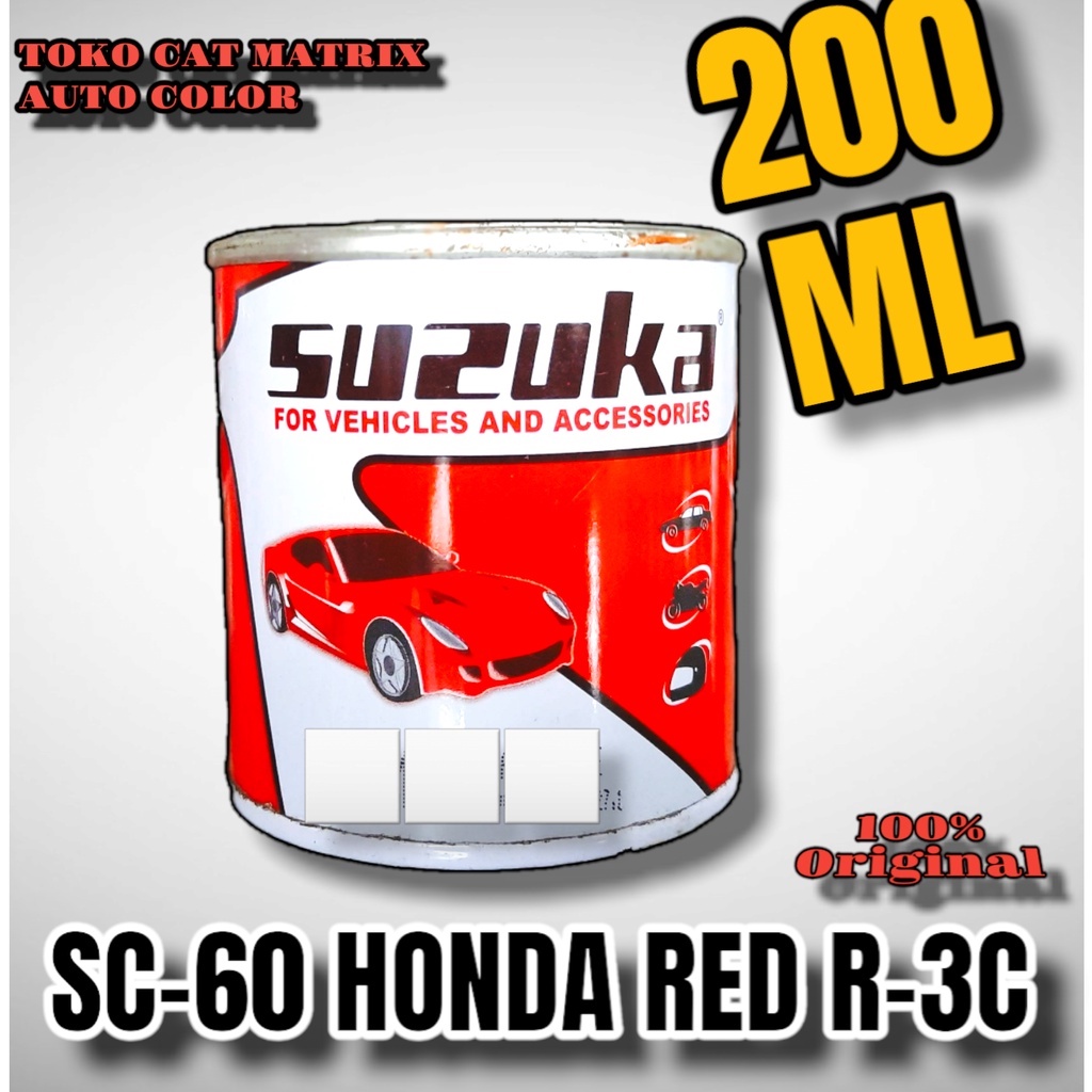 suzuka honda red r-3c ( SC-60 ) Solid Standar Metallic untuk Mobil, Motor, Kayu, Besi, 200ml ,Cat Dico