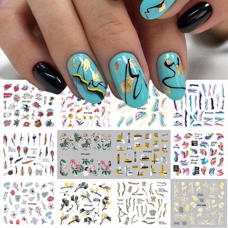 12pcs / Set Stiker Kuku Desain Pohon Palem Musim Panas Untuk Dekorasi Nail Art DIY