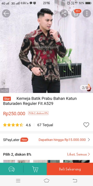 Kemeja Batik Prabu Bahan Katun Baturaden Reguler Fit A529