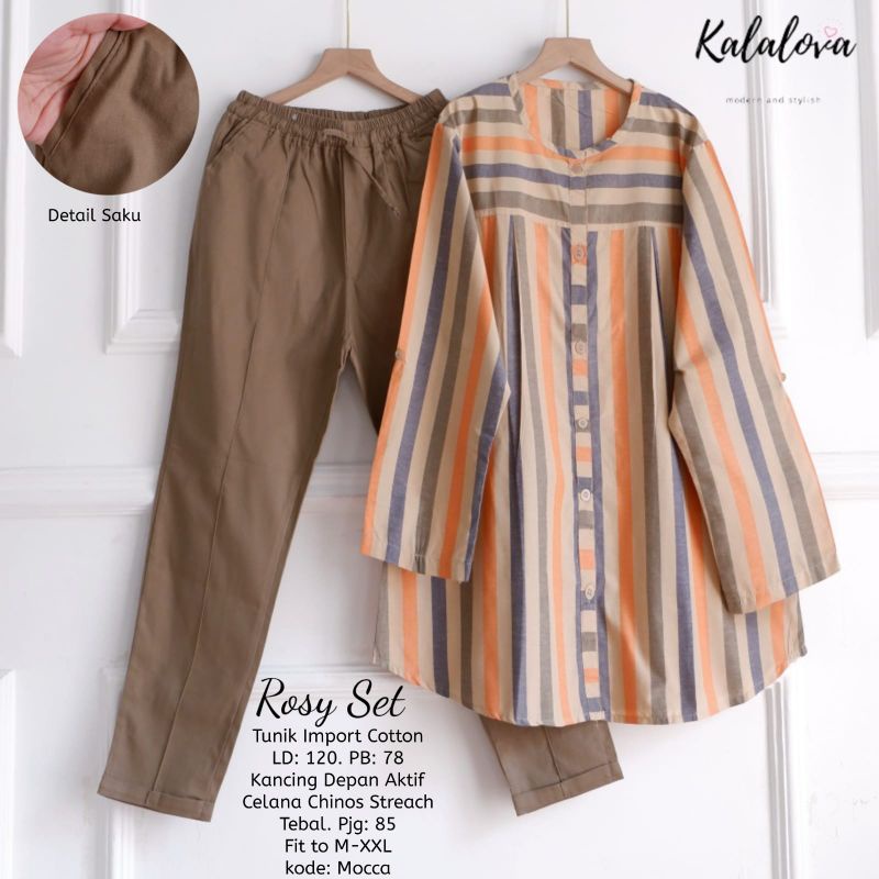 ROSY SET/ BRAVE SET / TASYA SET BY KALALOVA. SETELAN WANITA TERBARU-Rosy mocca
