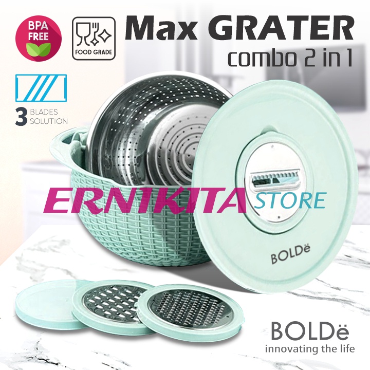 BOLDe MAX GRATER COMBO 2 IN 1 - Parutan Sayur dan Wadah Pencuci Buah