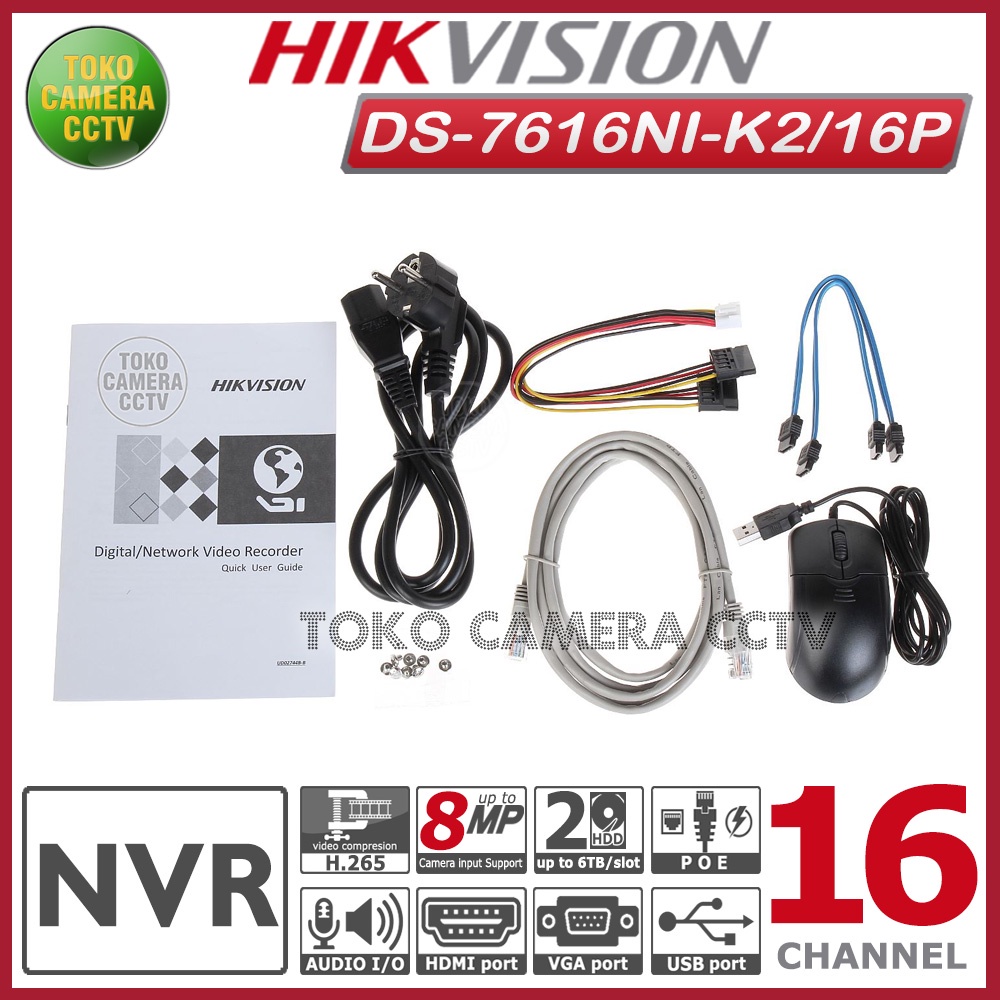 NVR HIKVISION 16 CHANNEL HIKVISION DS-7616NI-K2/16P POE NVR 16CH