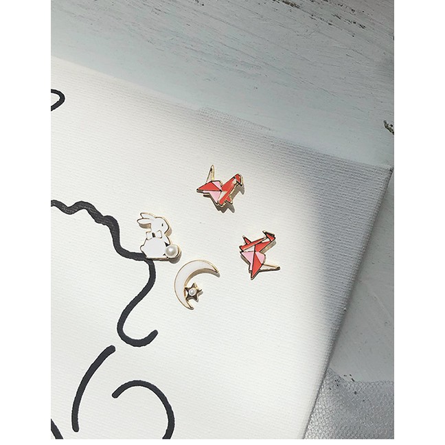 LRC Anting Tusuk Fashion Thousand Paper Crane Color Cartoon Rabbit Paper Crane Earrings D06094