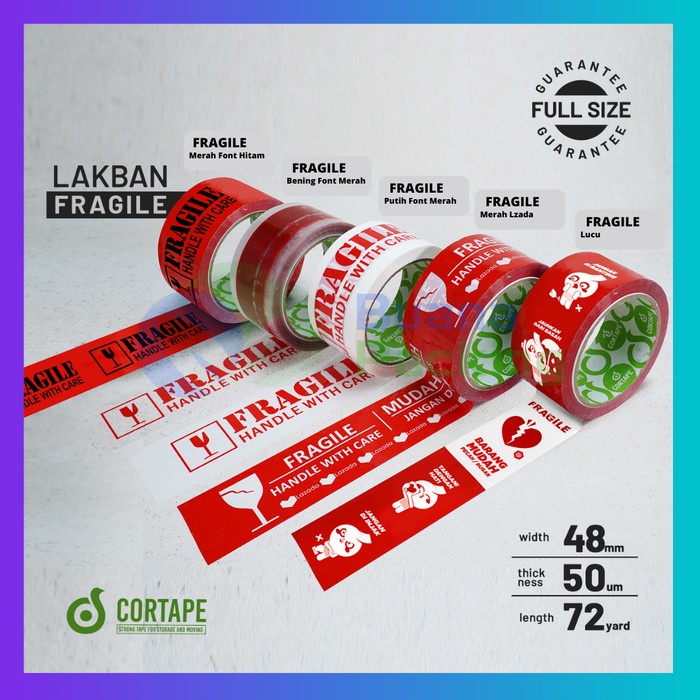 

perekat-pengikat- lakban fragile 48mm - 90y, rusfet, lebih hemat - frag lucu 72y -pengikat-perekat.