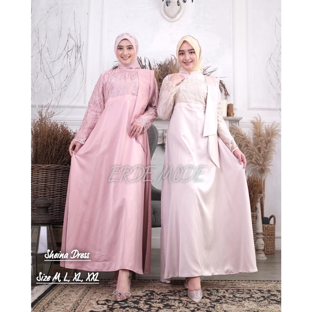 Permata Olshop / Sheina Dress RD / Baju Gamis Kebaya Kondangan /  Dress Pesta Mewah / Kebaya Modern / Bridesmaid / Gamis Salendang