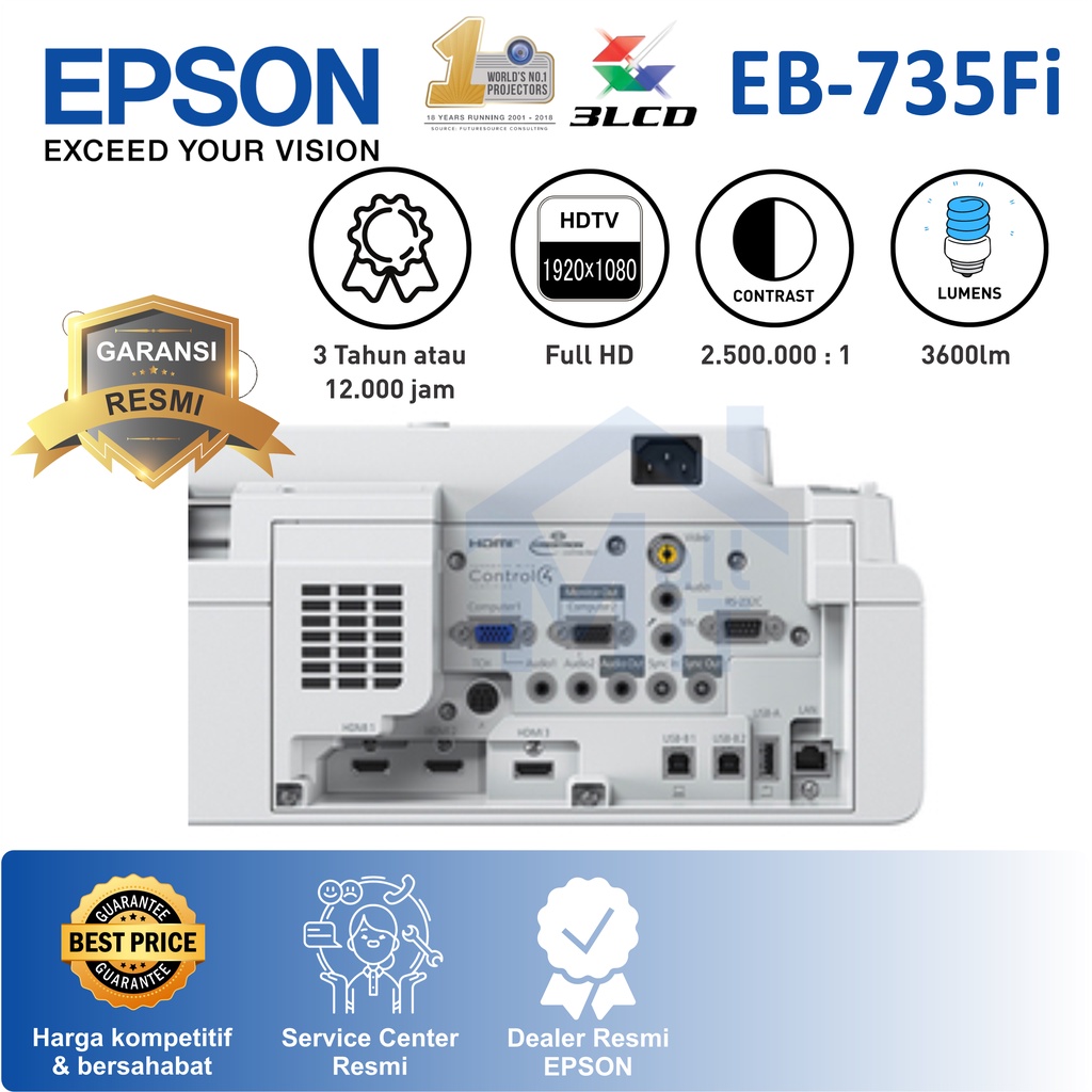 PROYEKTOR EPSON EB-735FI EB 735FI EB735 EB735 FI