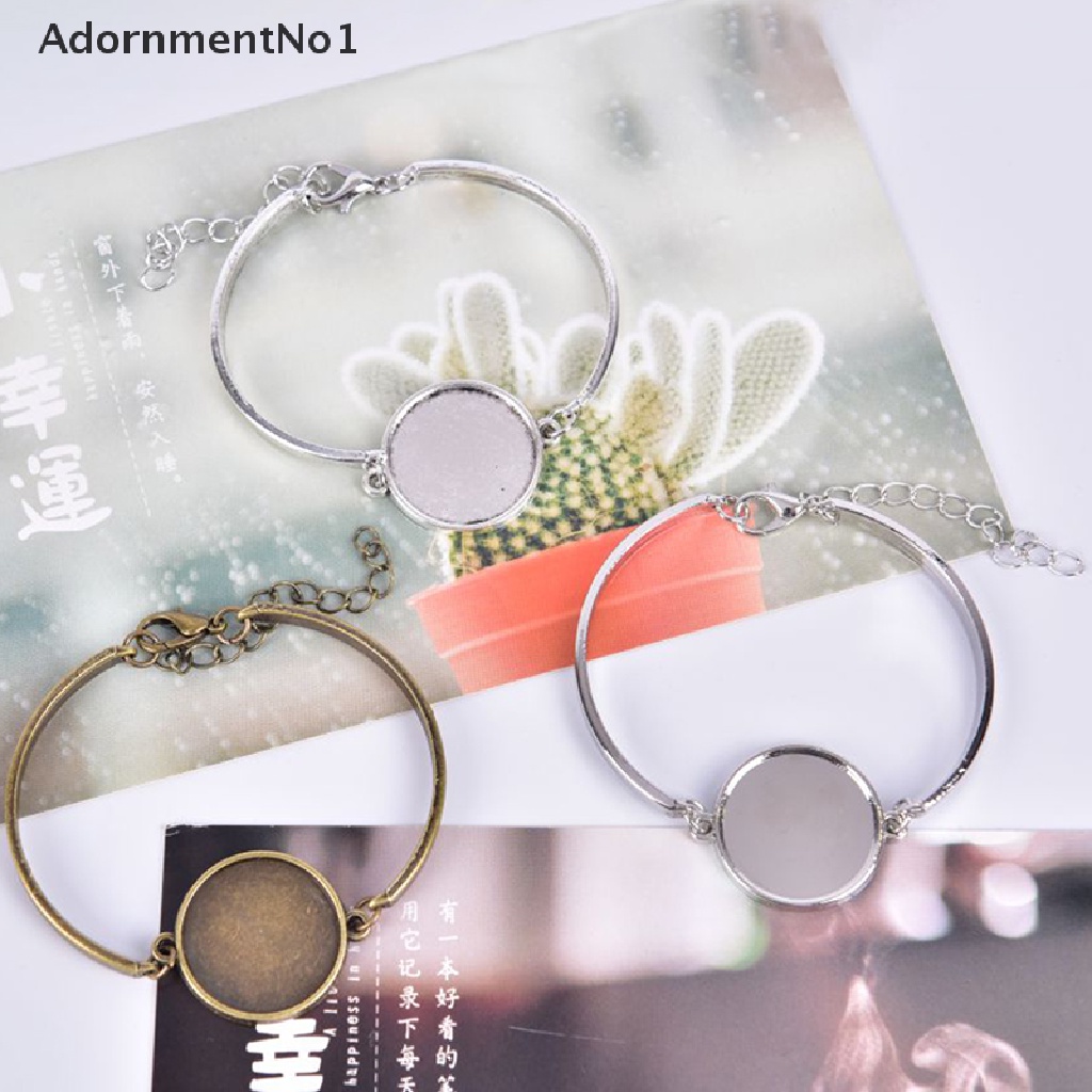 (AdornmentNo1) 4pcs / Set Base / Nampan Kosong Bentuk Bulat Gaya Retro Untuk Membuat Gelang / Perhiasan DIY