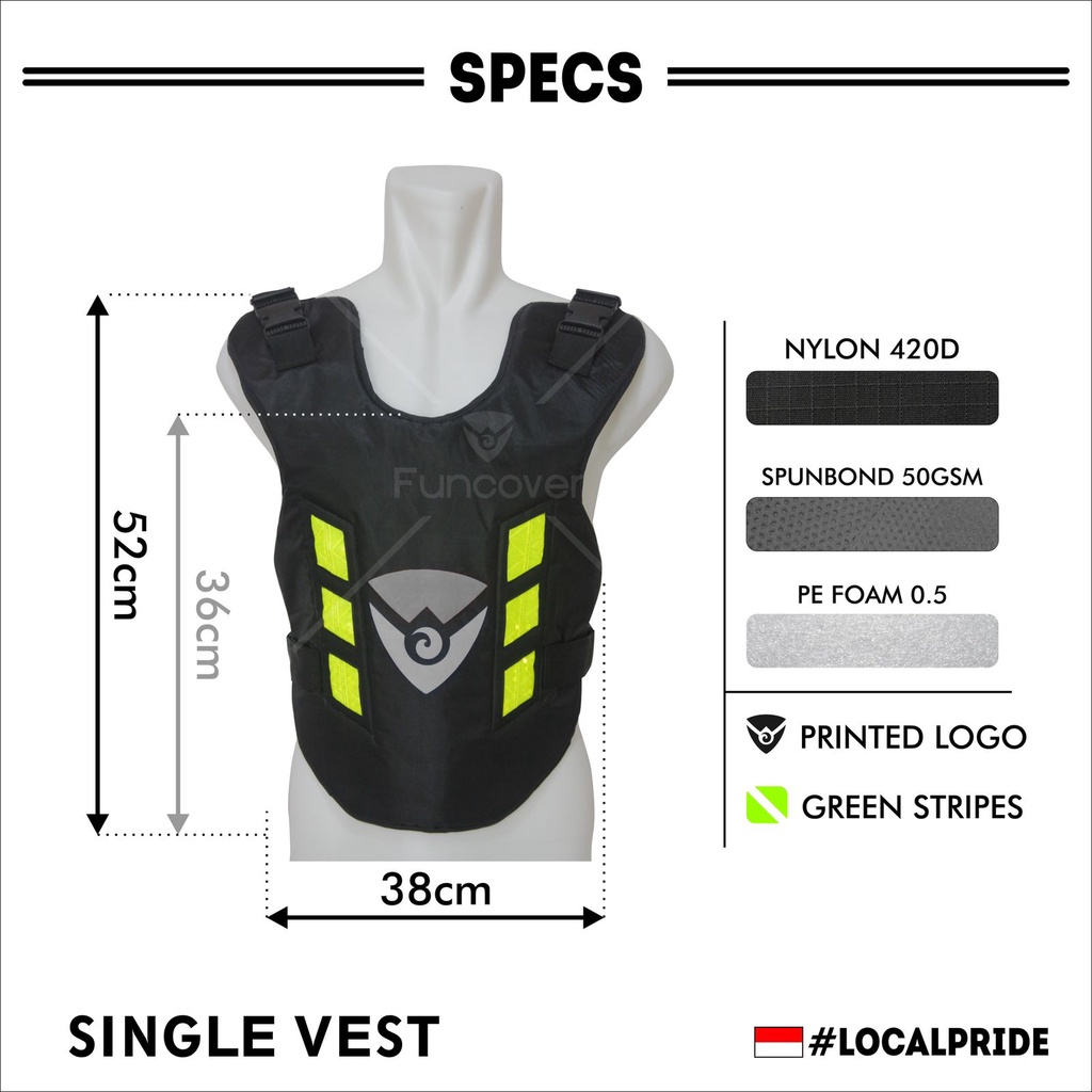 Rompi Motor | Biker's Vest | Body Protector FUNCOVER 1 Sisi Depan Single